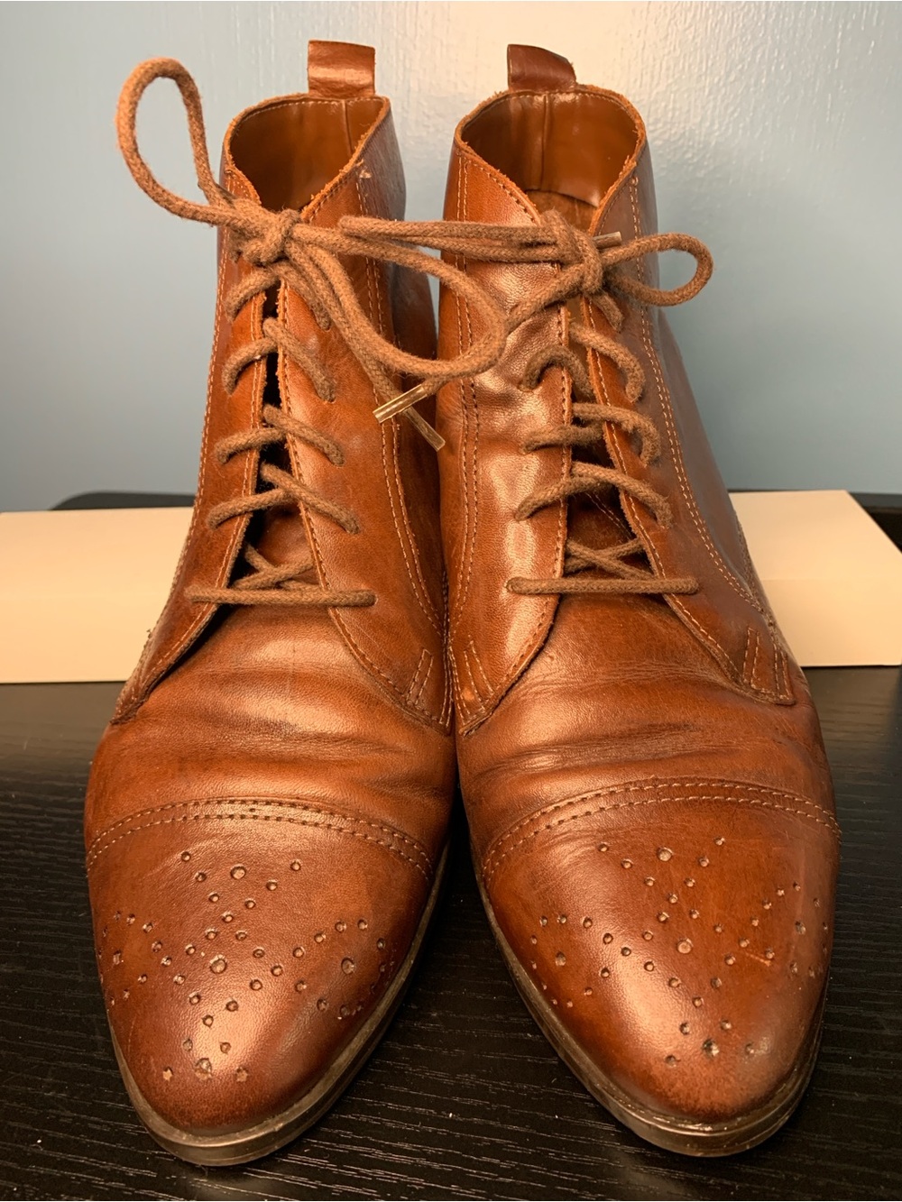 Newport Tan Leather Chukka Boots with Brogue Cap Toe